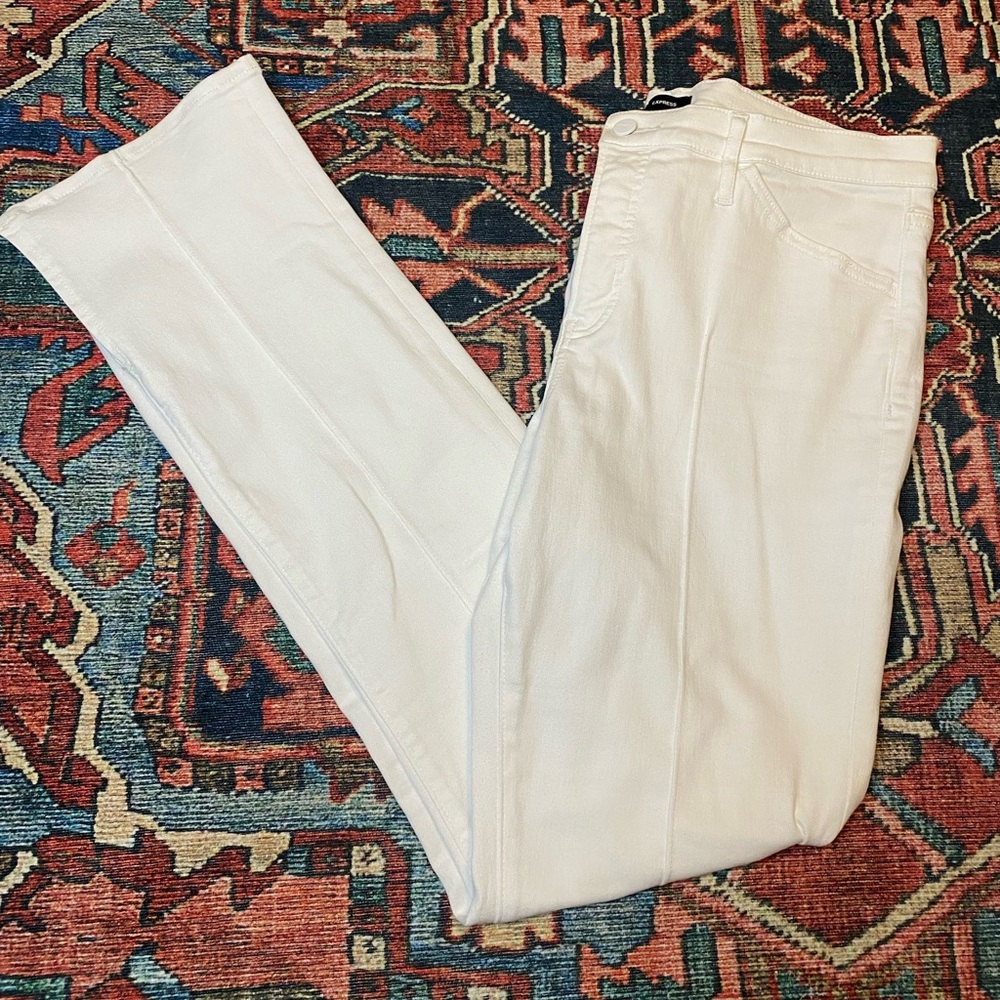 Express Mid Rise Skyscraper Jeans – White – Women’s